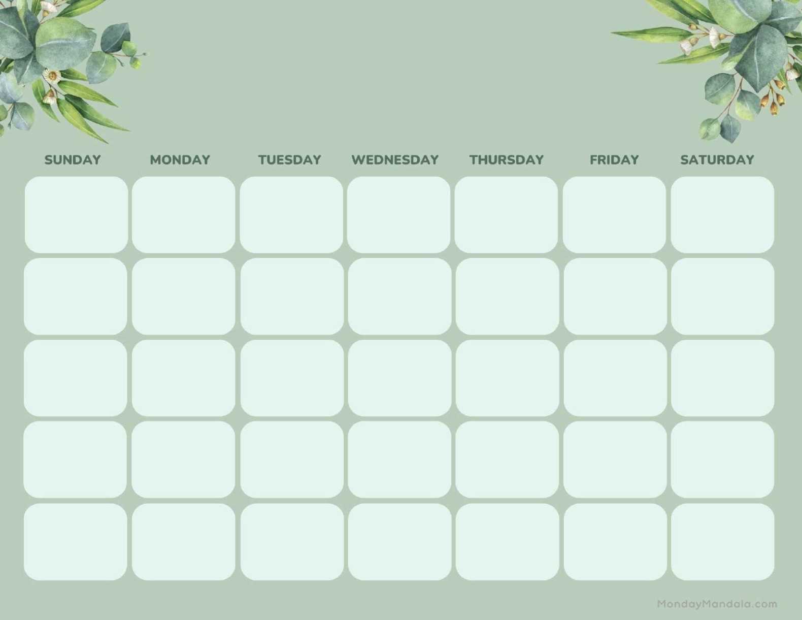 printable calendar template