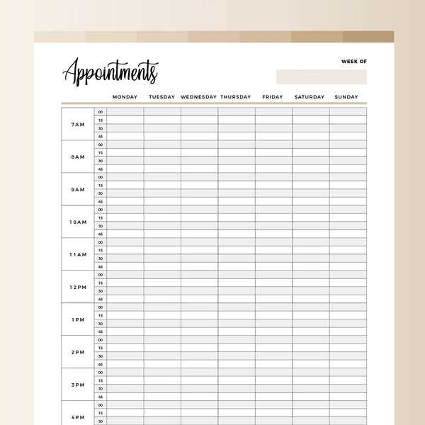 printable daily appointment calendar template