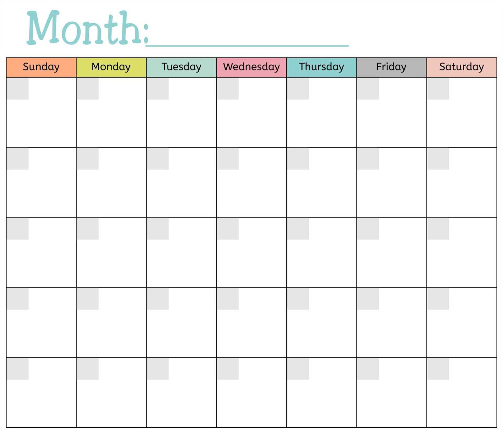 printable downloadable blank calendar template