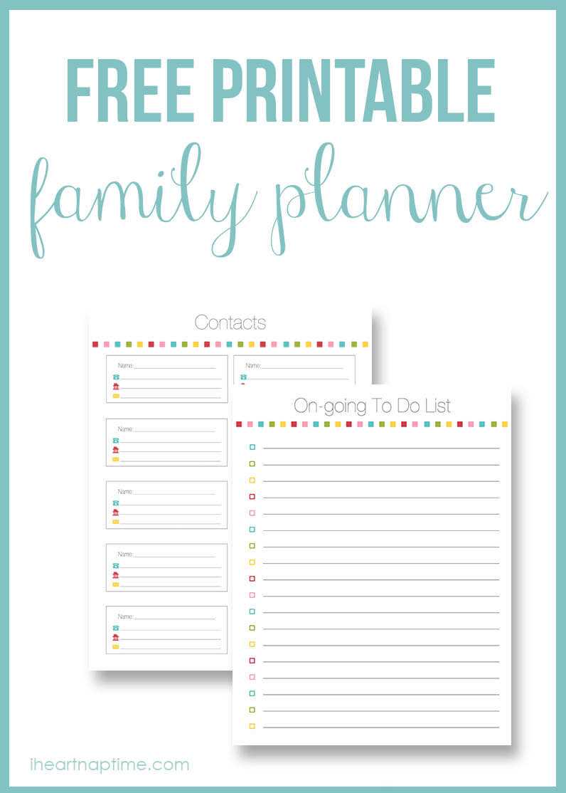 printable family calendar template