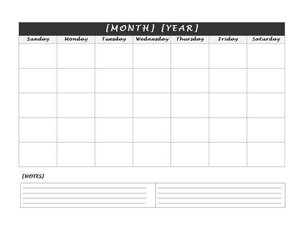 printable monthly blank calendar template