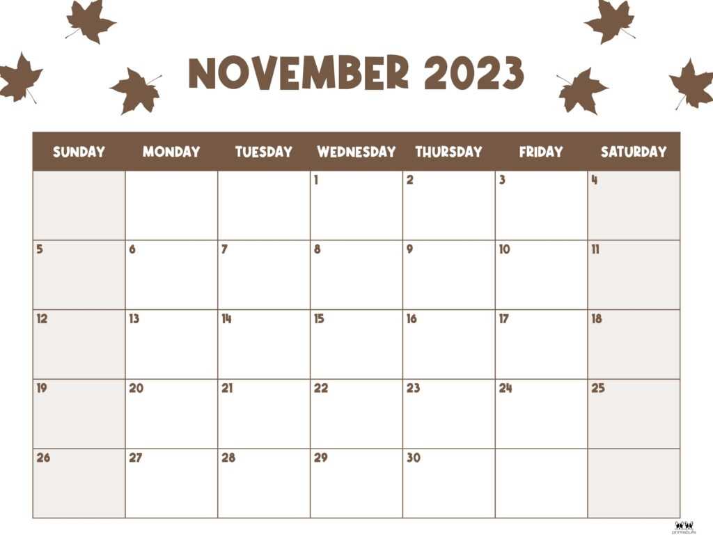 printable november calendar template