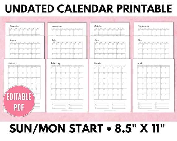 printable undated calendar template