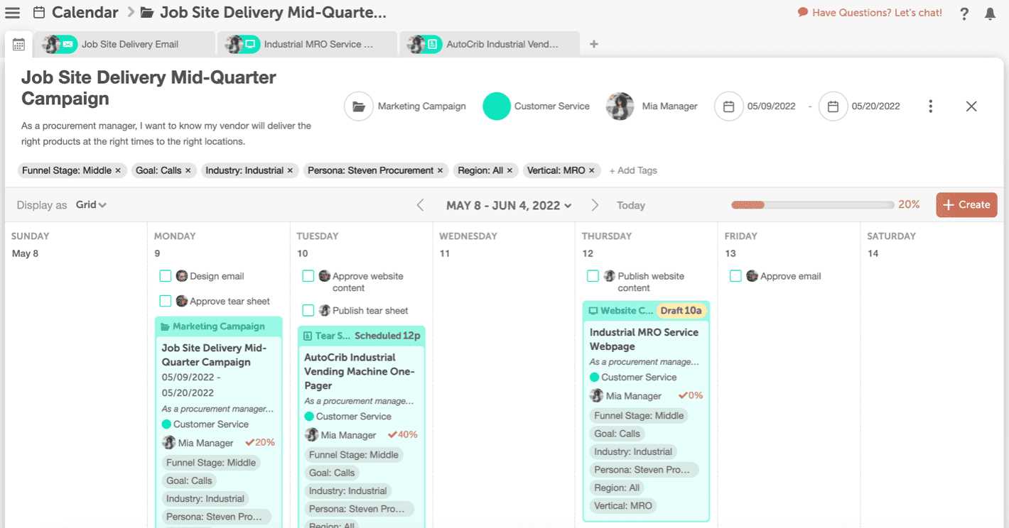 product calendar template