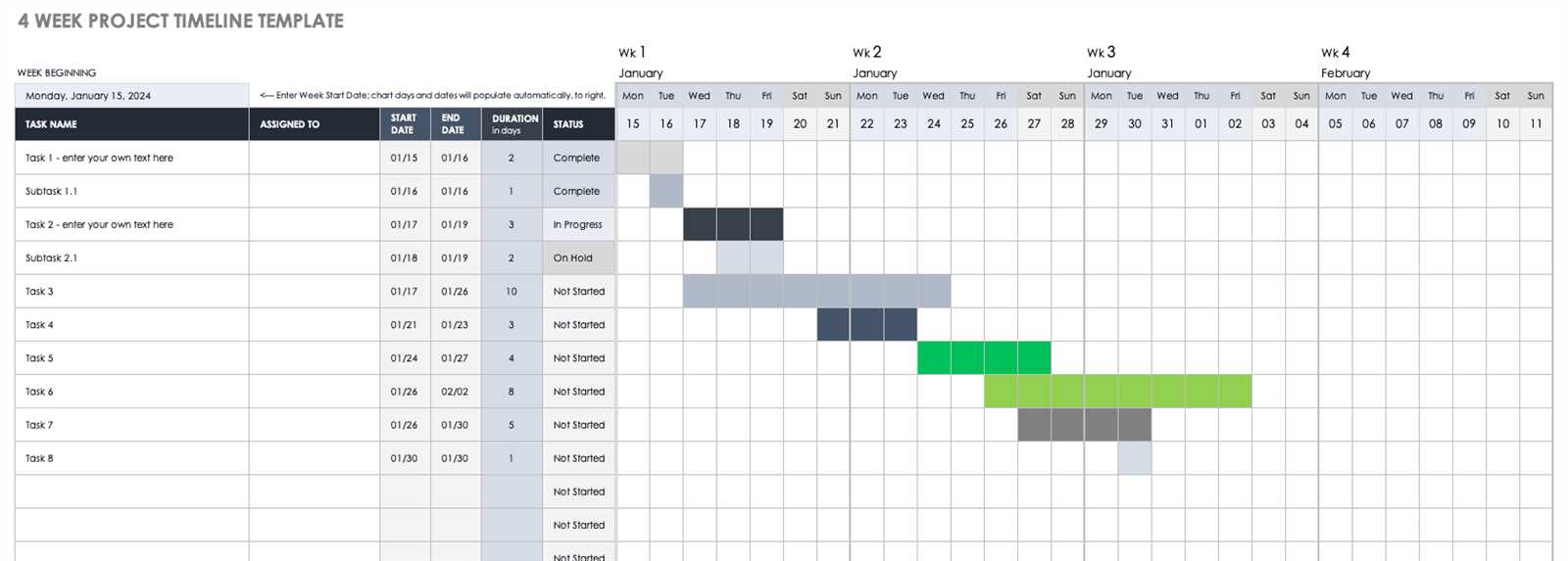 project calendar template