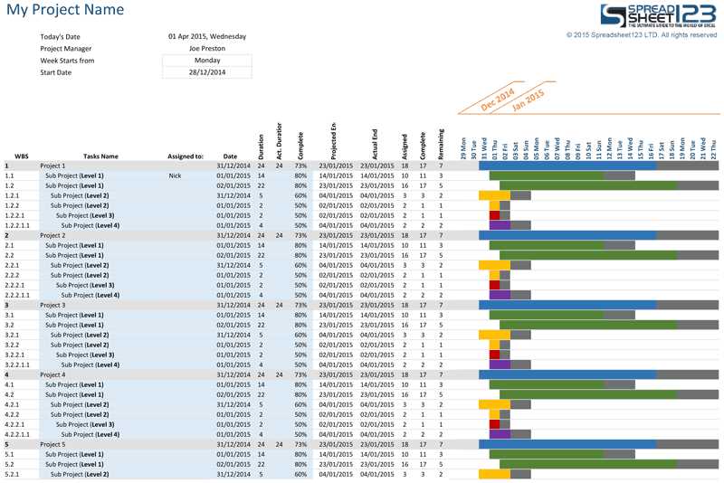 project deadline calendar template