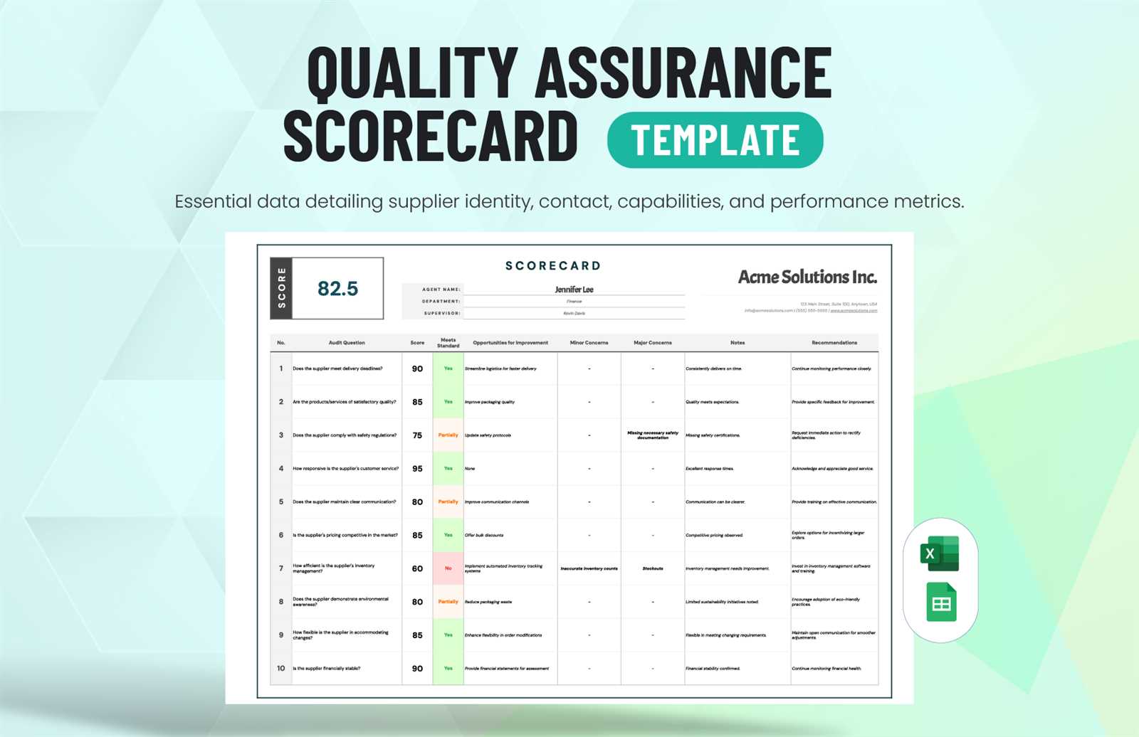 quality assurance calendar template