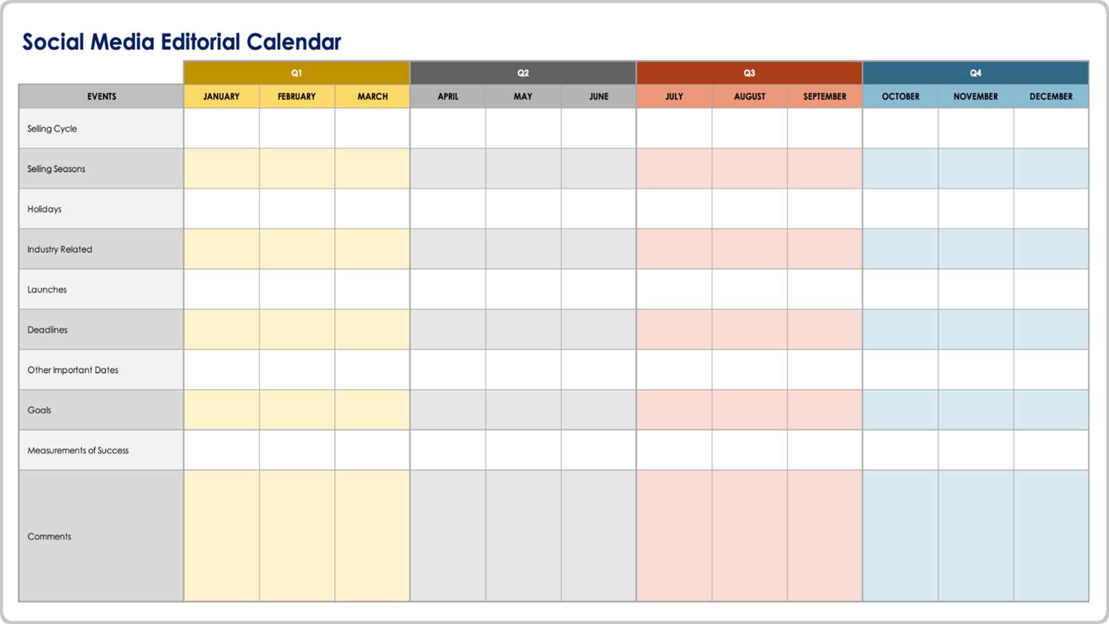 quarterly calendar template