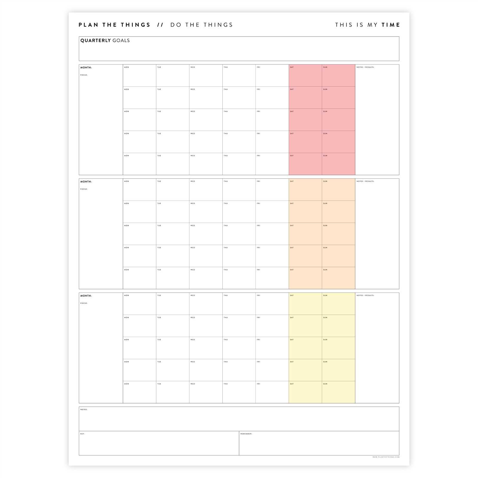 quarterly planning calendar template