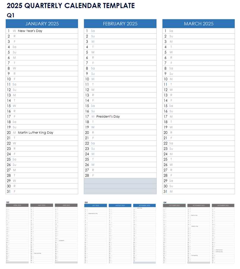 quarterly planning calendar template