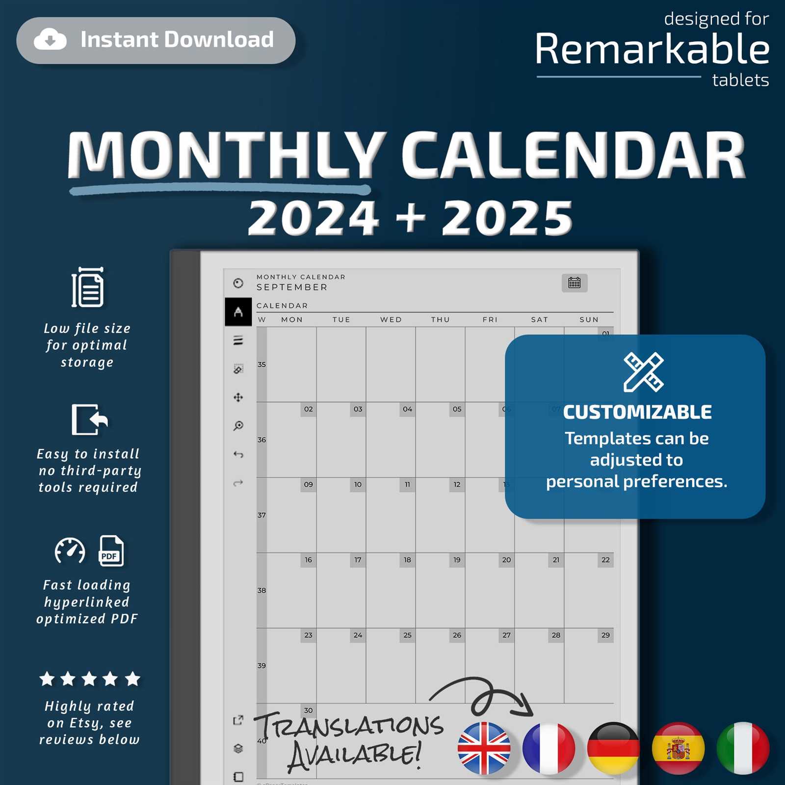 remarkable calendar template 2025 free