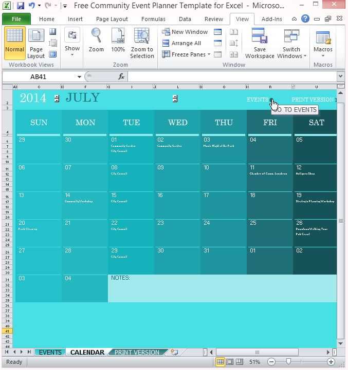 resident event calendar template