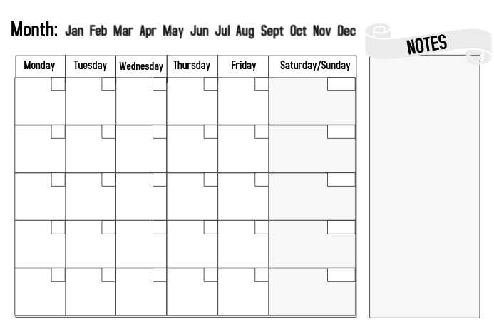 reusable calendar template