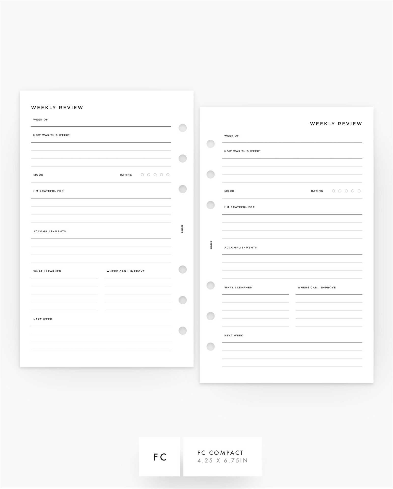 review calendar template