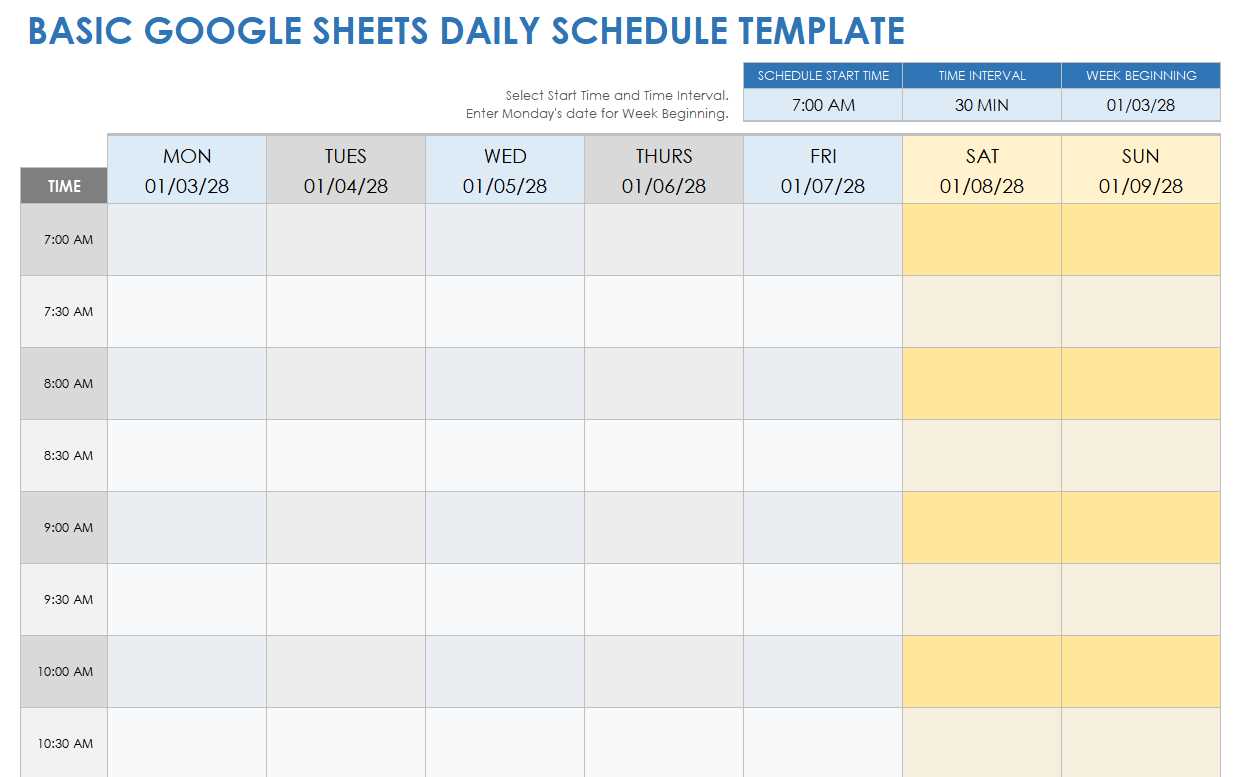 review calendar template