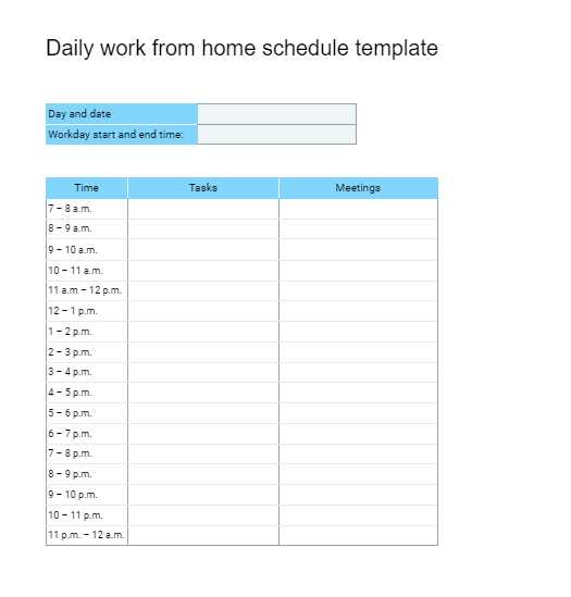 routine calendar template