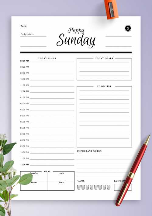 routine calendar template