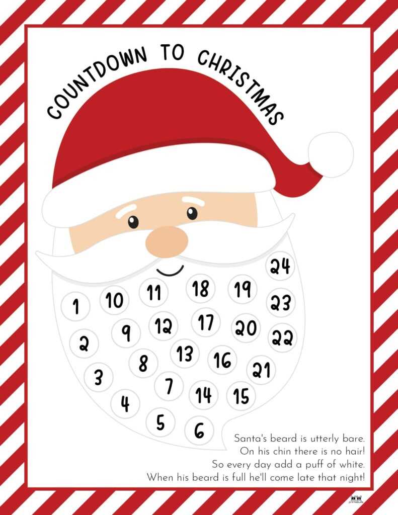 santa beard advent calendar template