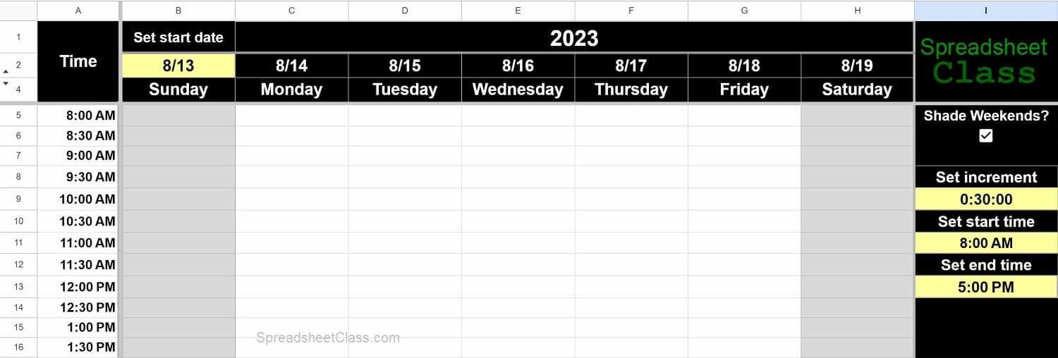 scheduling calendar template