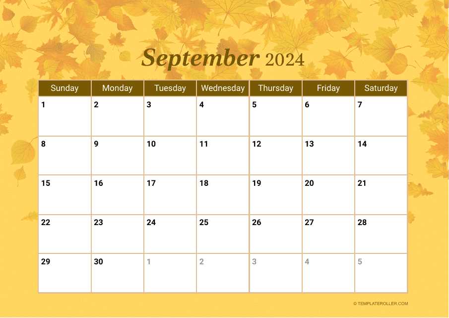 september calendar template editable