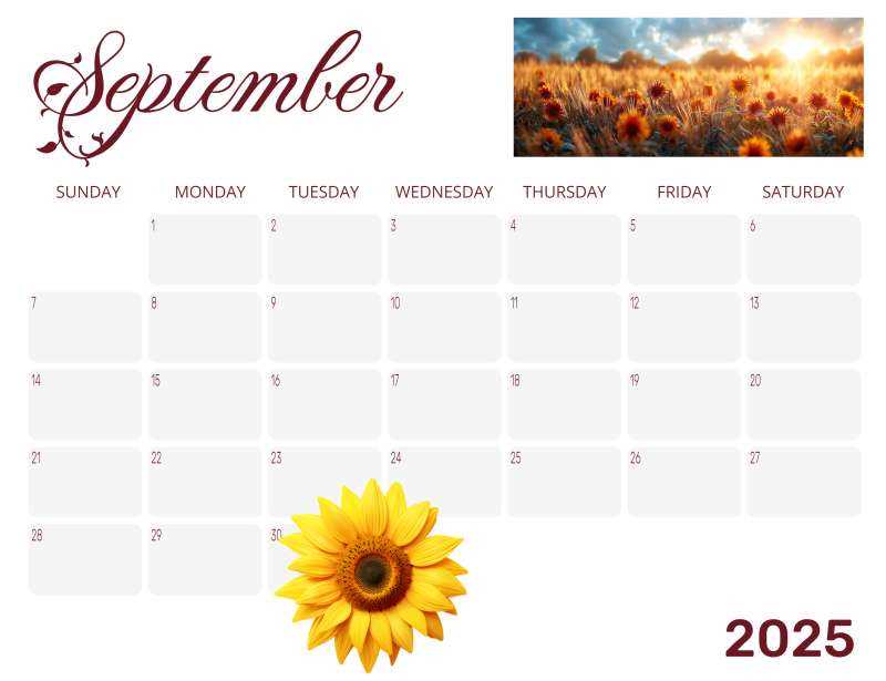 september calendar template editable