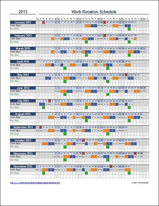 shift work calendar template