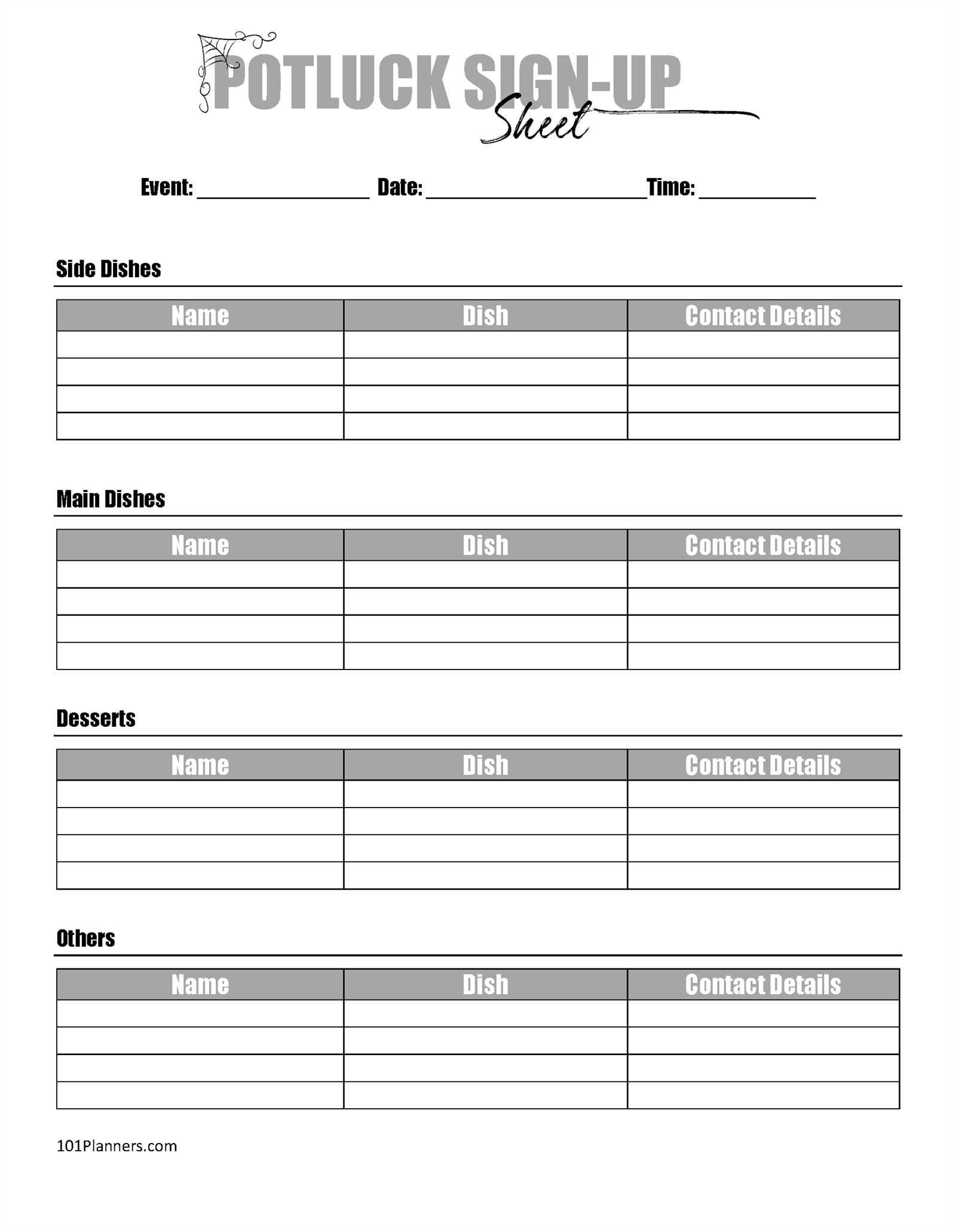 sign up sheet calendar template