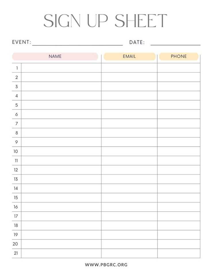 sign up sheet calendar template