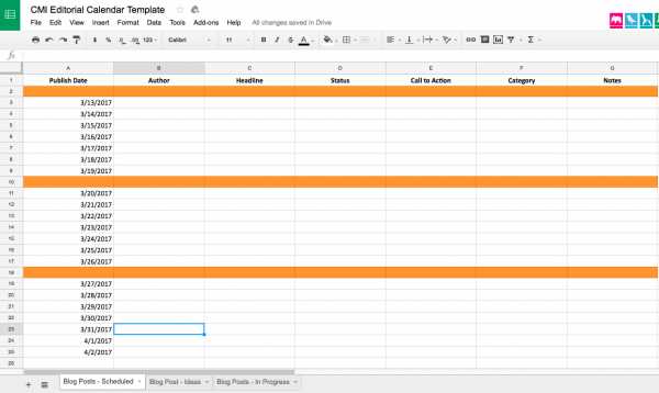 simple editorial calendar template