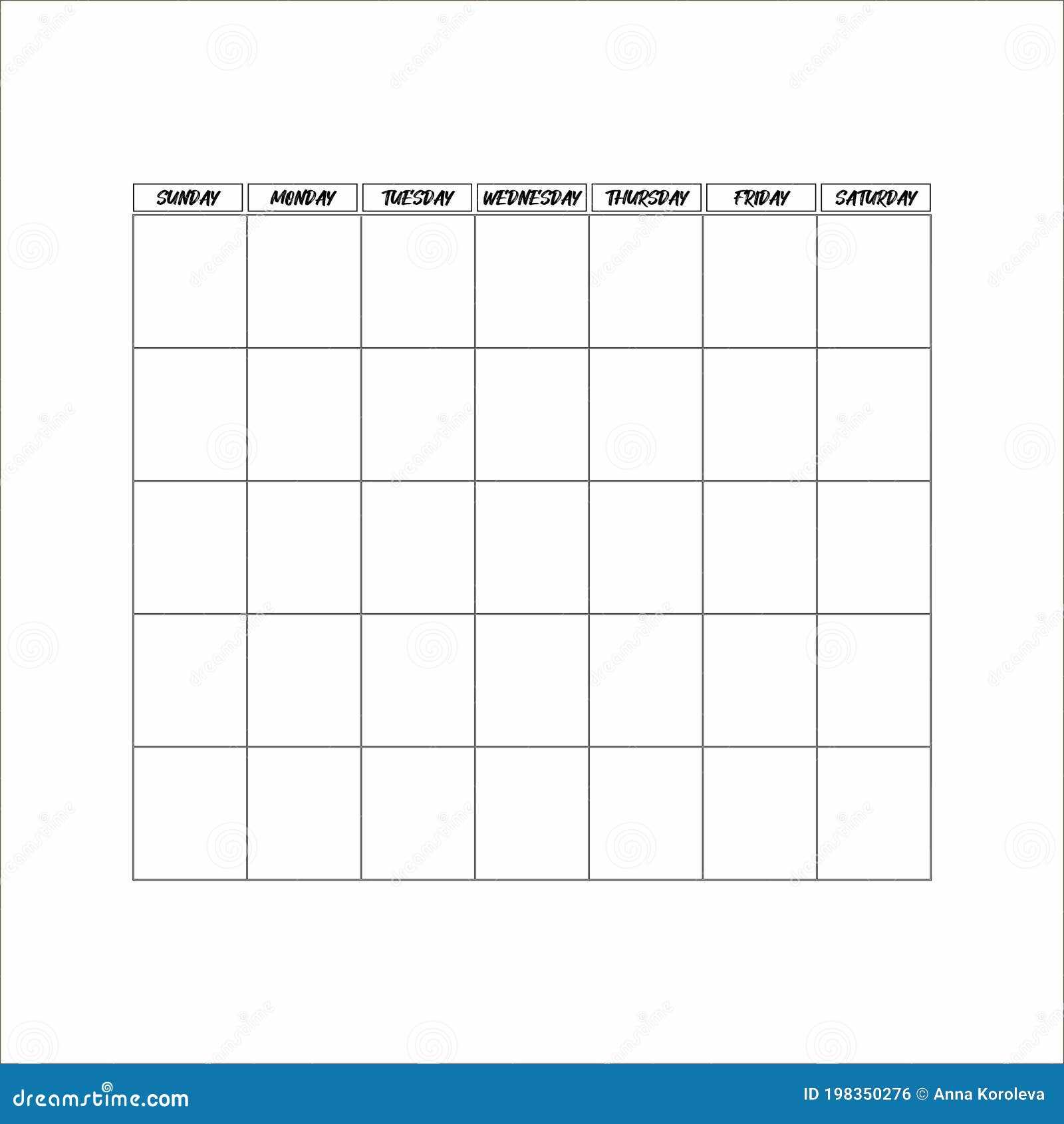 single month calendar template