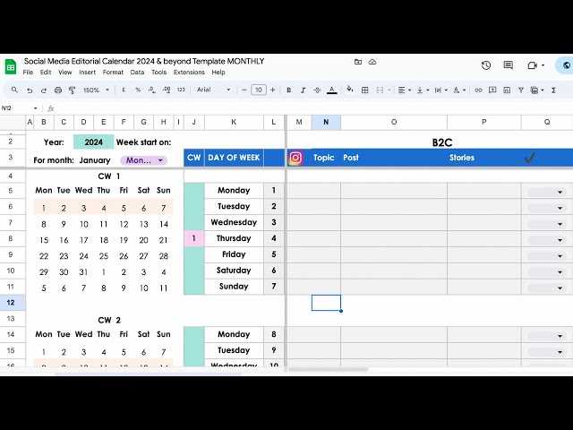 social media calendar spreadsheet template