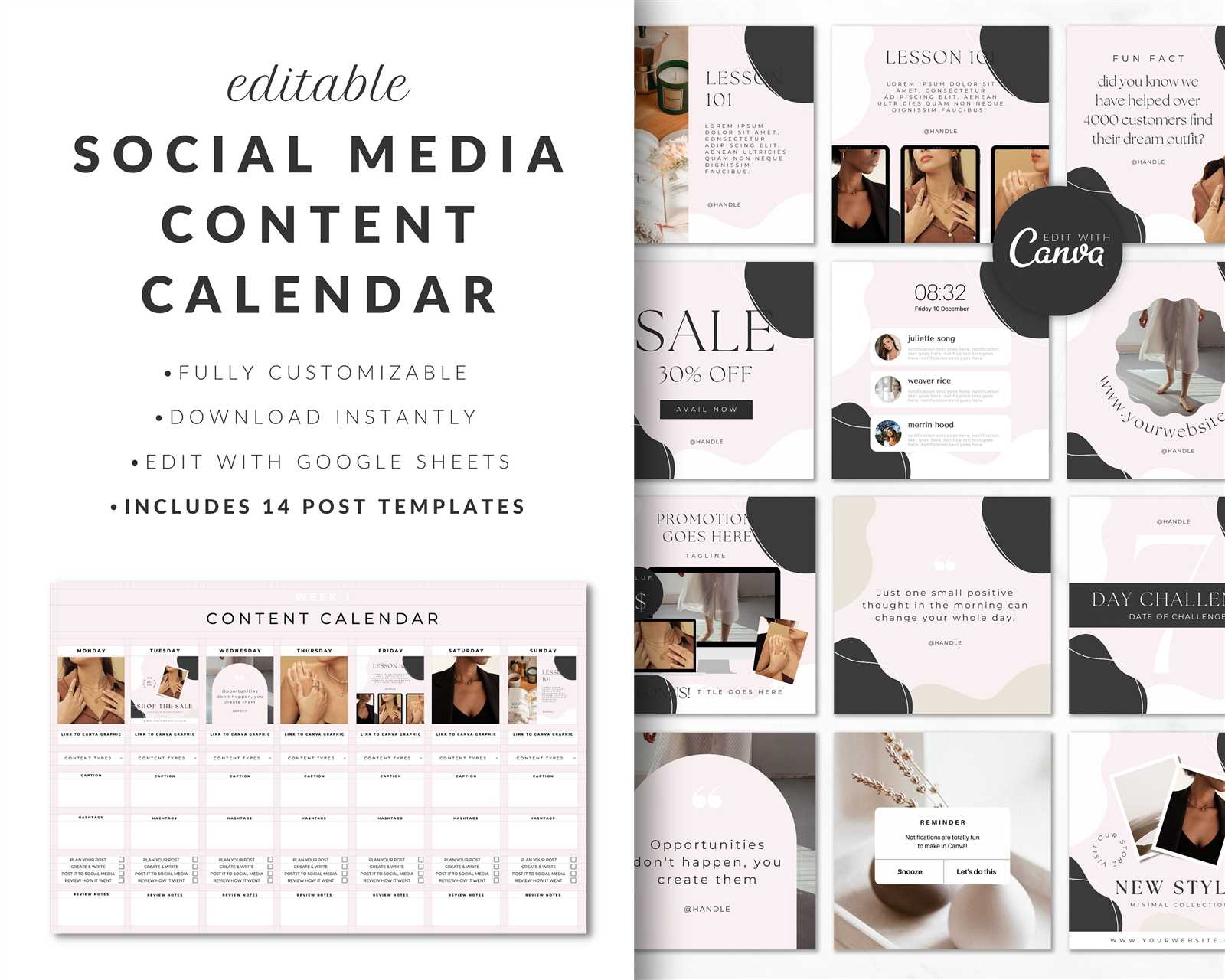 social media calendar template canva