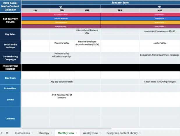 social media content calendar template hubspot