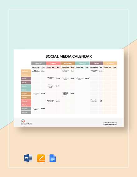 social media content calendar template printable