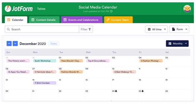 social media marketing calendar template