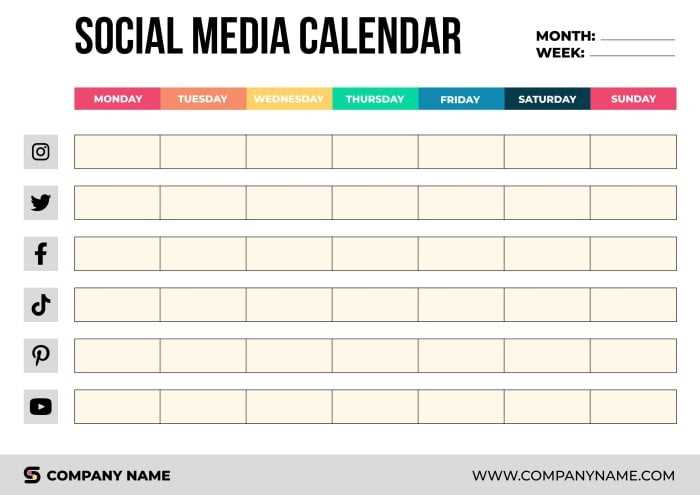 social media posting calendar template