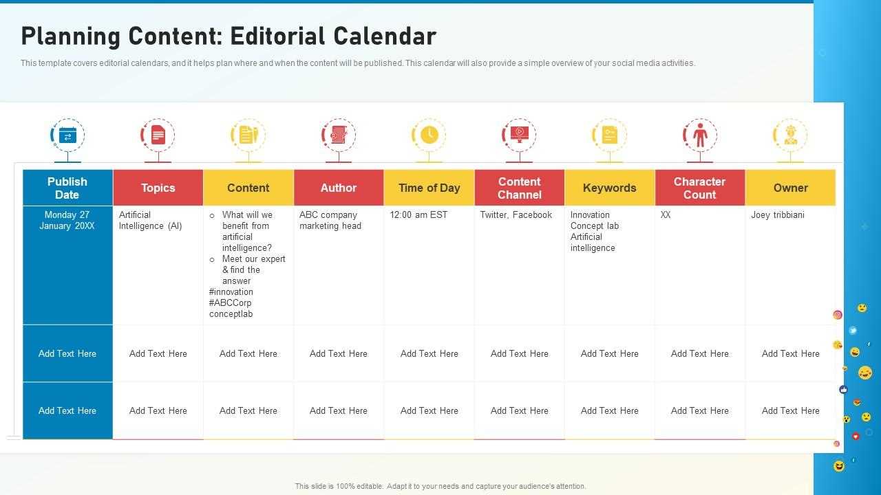 social media weekly calendar template