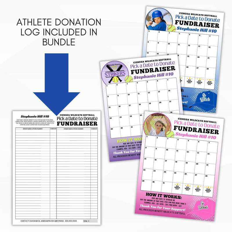 softball calendar fundraiser template