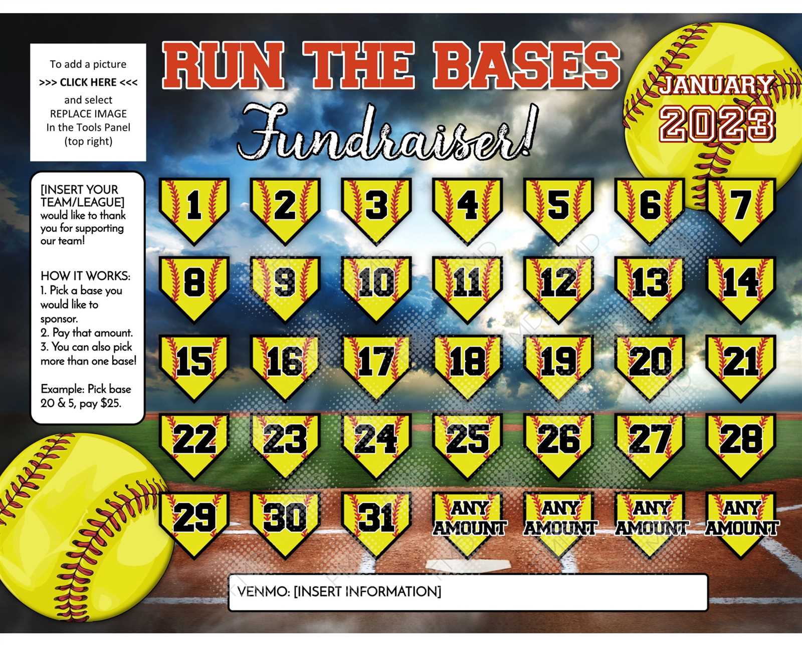 softball calendar fundraiser template