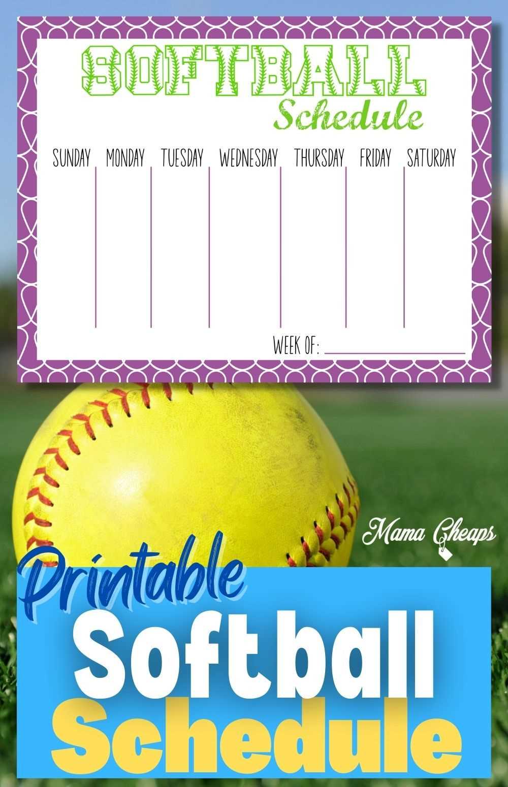 softball calendar template