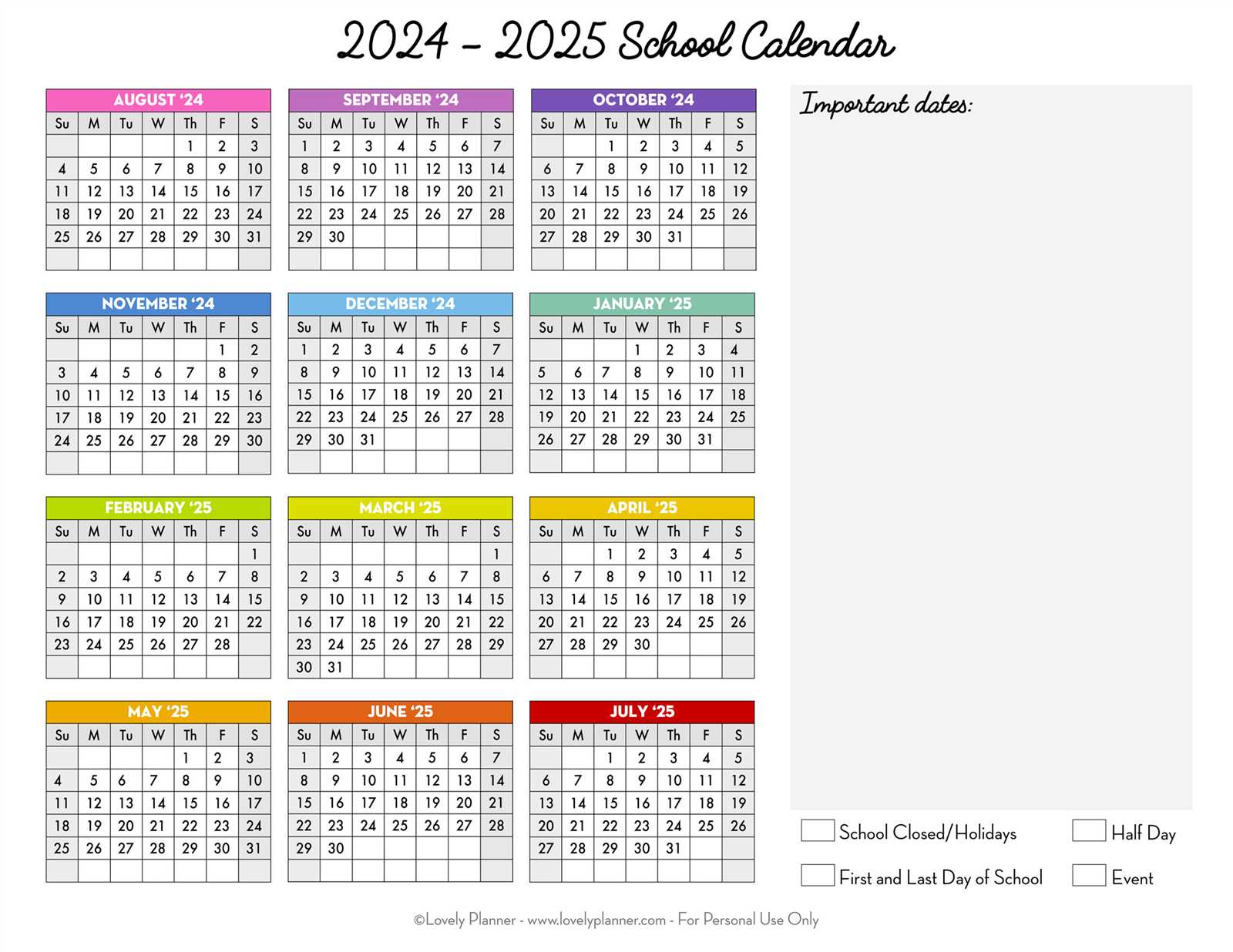 spring calendar template