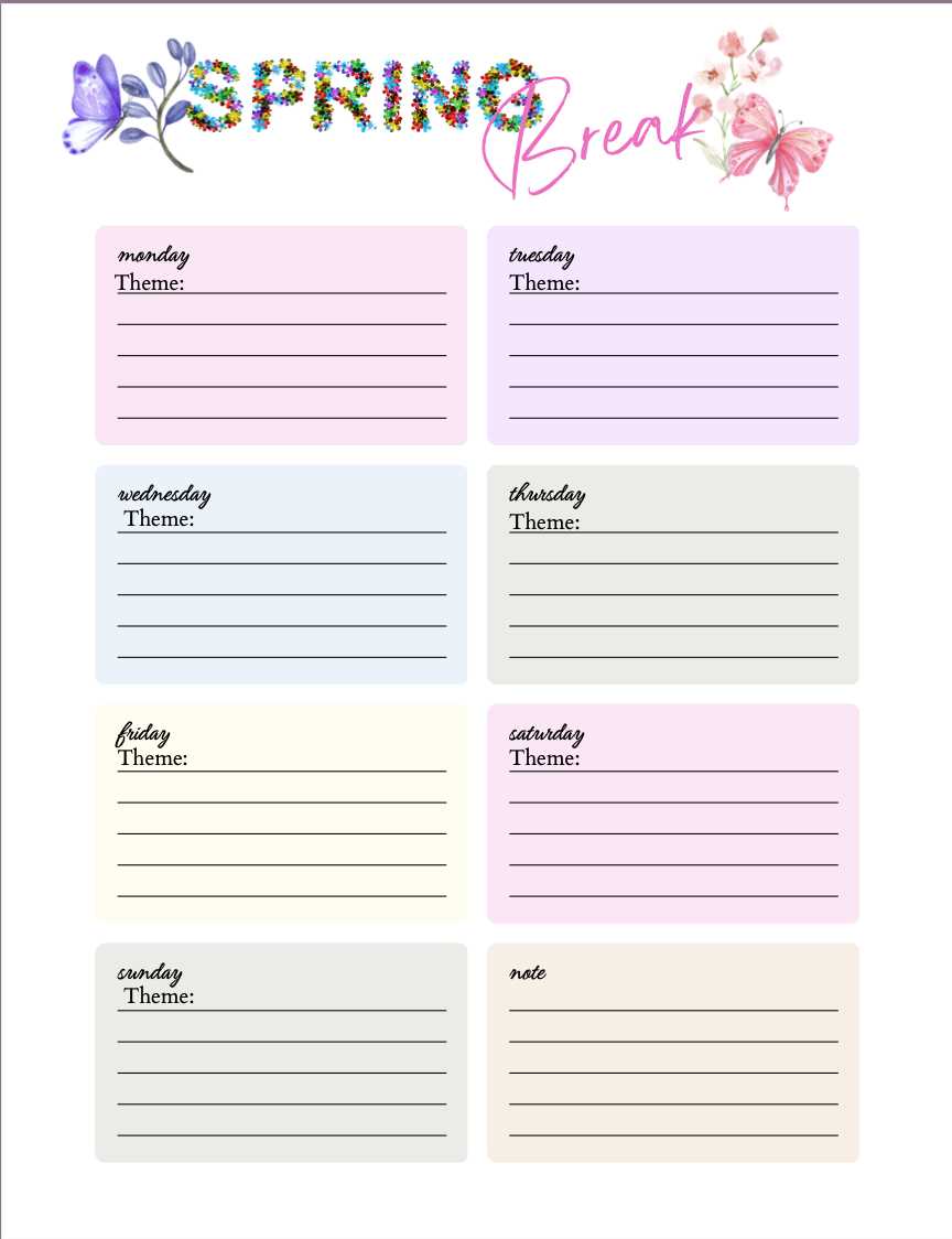 spring semester calendar template