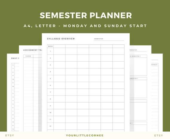 spring semester calendar template