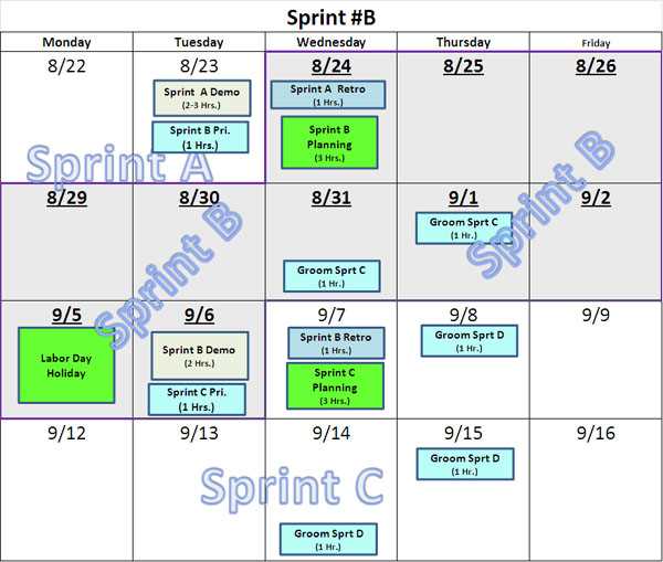 sprint planning calendar template