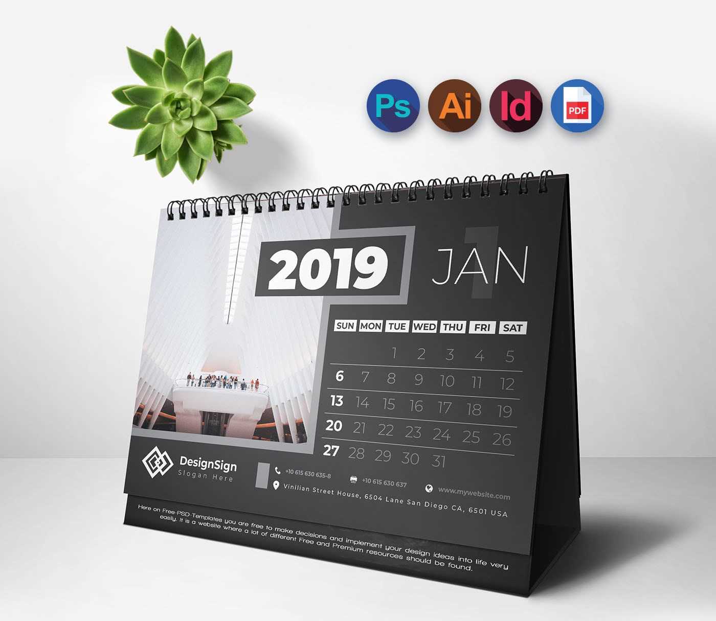 table top calendar design template