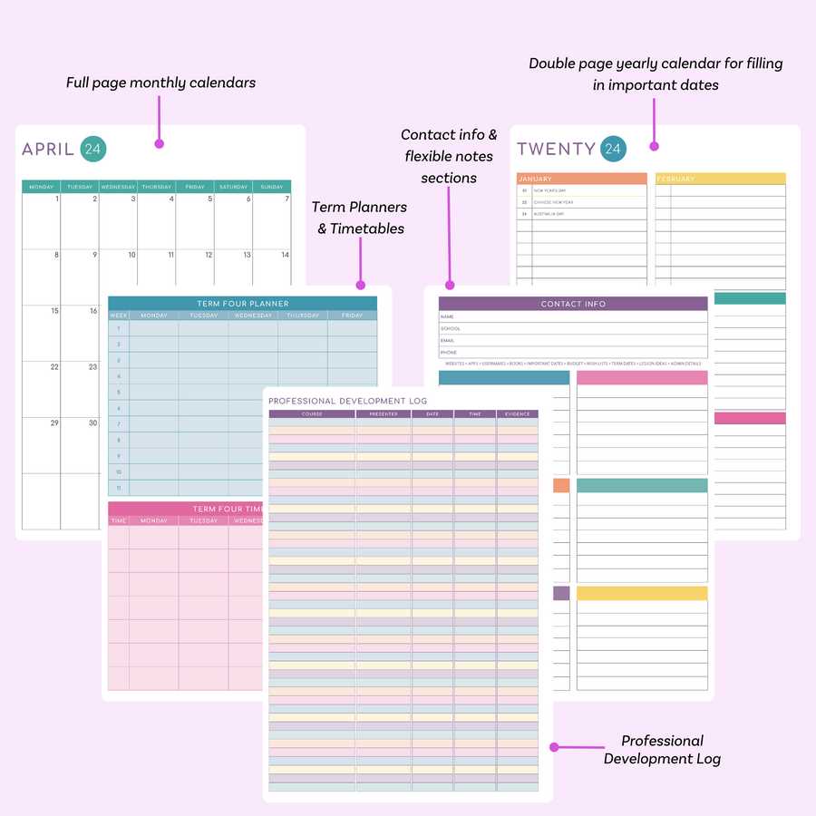 teacher planning calendar template