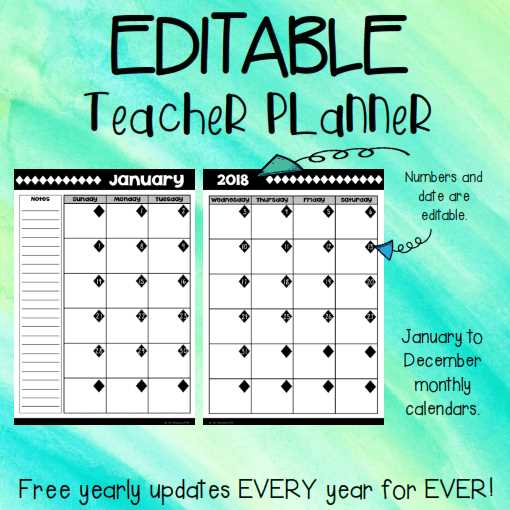 teacher planning calendar template