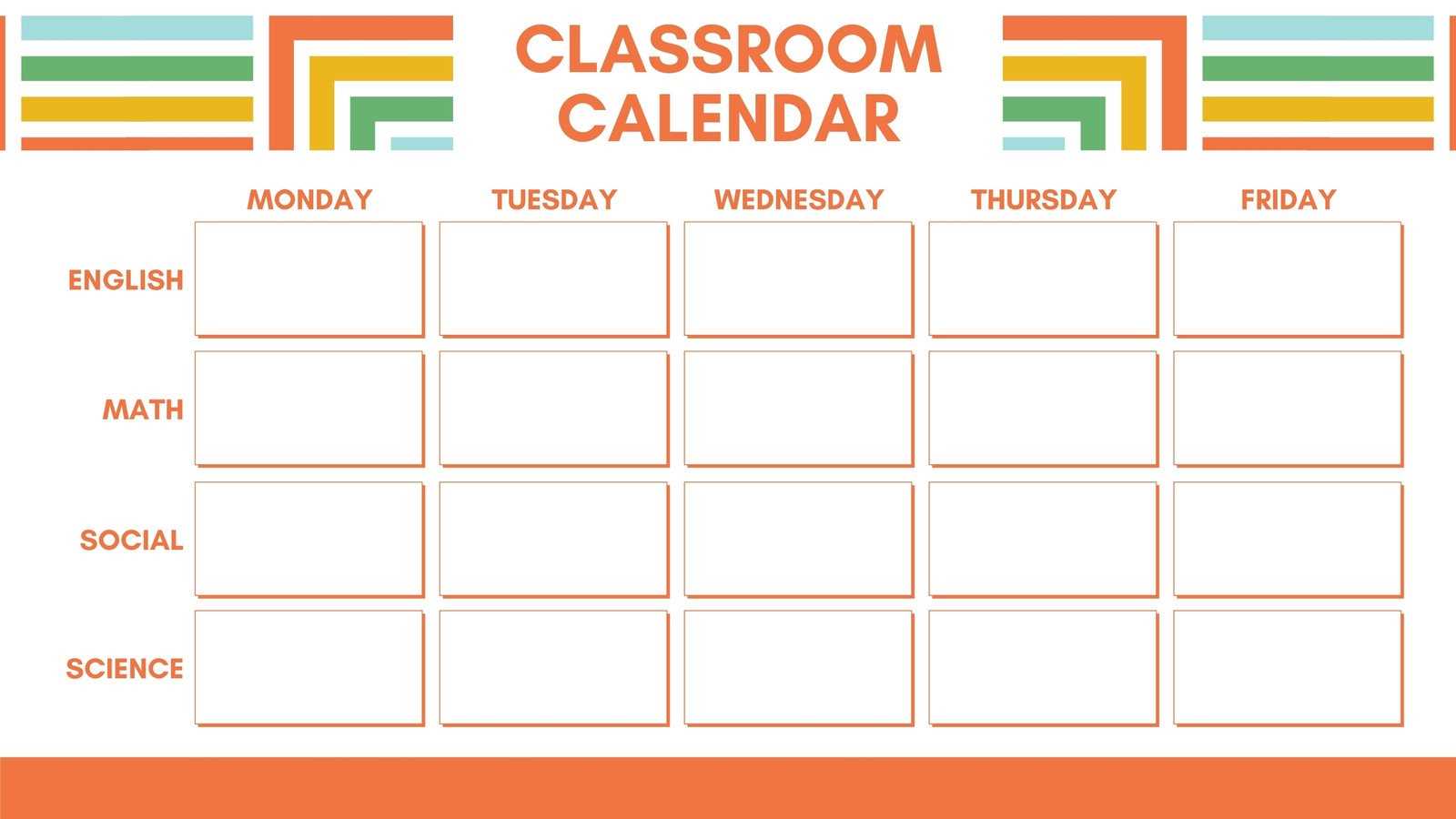 teacher weekly calendar template