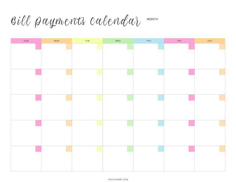 template free printable budget calendar