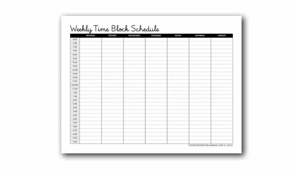 time blocking calendar template